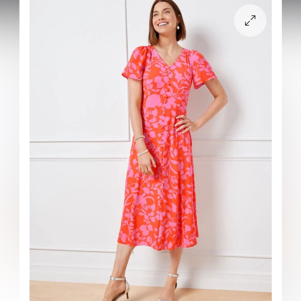 12 Talbots Flutter Sleeve Crepe Dress
